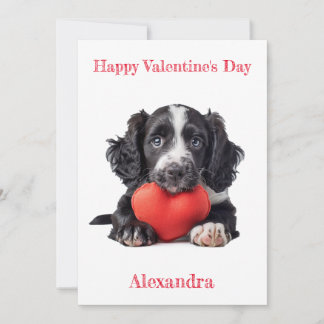 Personalise Cocker Spaniel Puppy Valentine Holiday Card