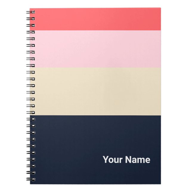 PERSONALISE Colorful Modern Stripe Pattern Notebook (Front)