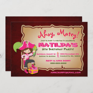 Personalise Cute Pirate Birthday Invitation