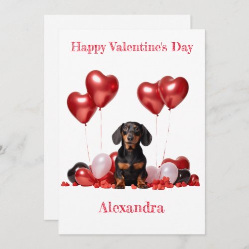 Personalise Dachshund Heart Balloon Valentine Card