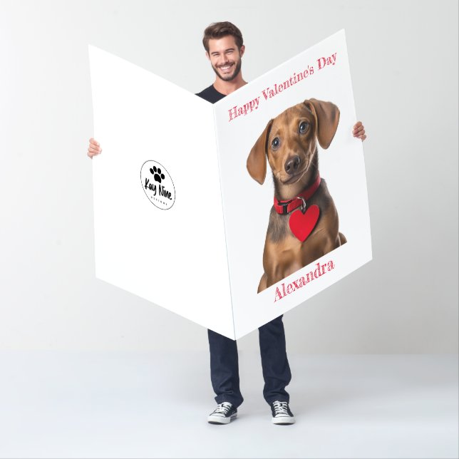 Personalise Dachshund Puppy Heart Giant Valentine Card (In Situ)