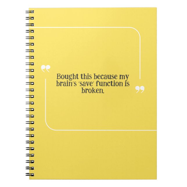 PERSONALISE Forgetful People Brain Quote Yellow Notebook (Front)