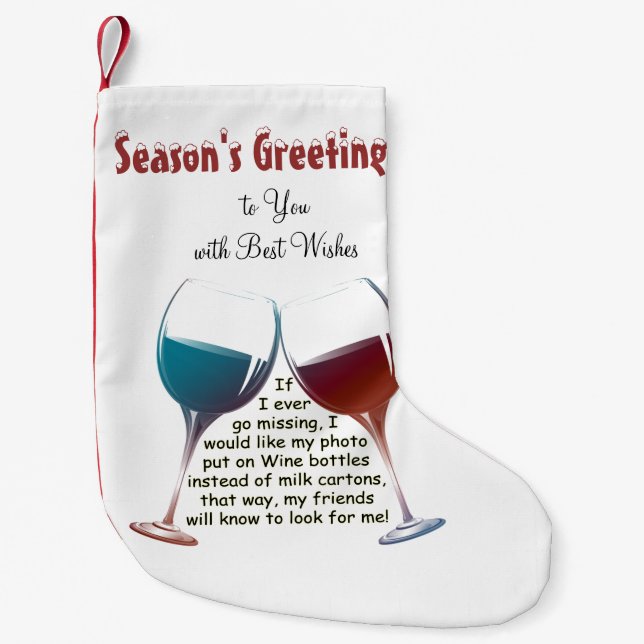 Personalise Fun Wine Saying Christmas Stocking (Front)