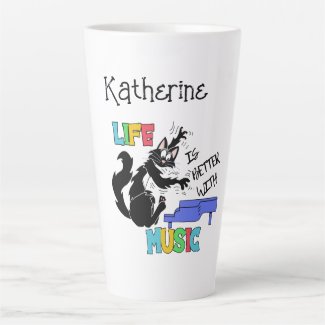 personalise Life is better with music cat