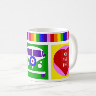 Personalise Love and Peace Camper Van Life Coffee Mug