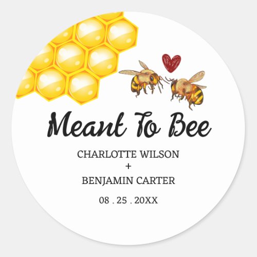 Personalise Meant To Bee Wedding Envelope  Favor  Classic Round Sticker