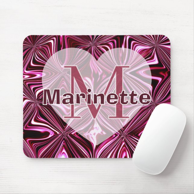 Personalise Midnight Pink Marble Geometric Pattern Mouse Pad (With Mouse)