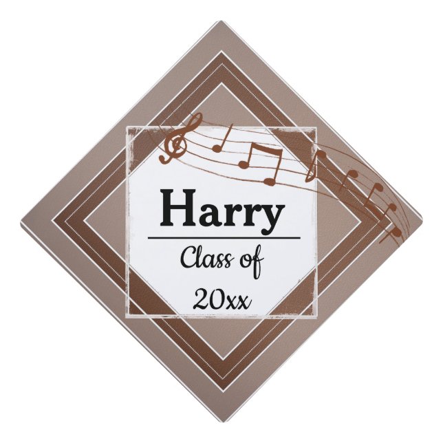 Personalise, Music themed, topper. Graduation Cap Topper (Front)