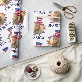 Personalise Name And Photo American USA  Pattern 