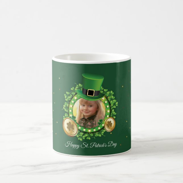 Personalise Name And Photo St. Patrick's Day Green Coffee Mug (Center)