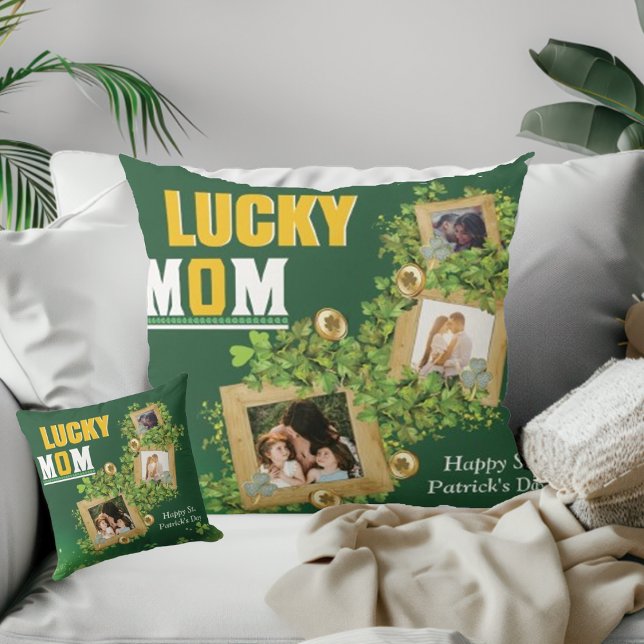 Personalise Name And Photo St. Patrick's Day Green Throw Pillow (Creator Uploaded)