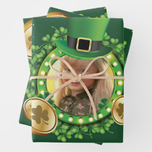 Personalise Name And Photo St. Patrick's Day Green Wrapping Paper Sheets