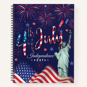 Personalise Name Fireworks Fourth Of July Notebook