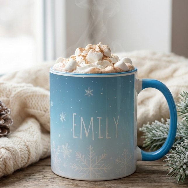 personalise name snowflake winter cold vibe mug  (Creator Uploaded)