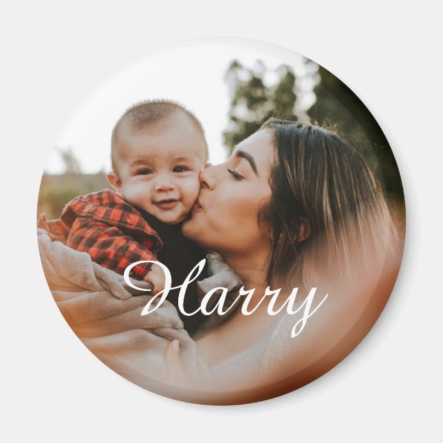 Personalise new mom with baby and baby's name magnet (Front)