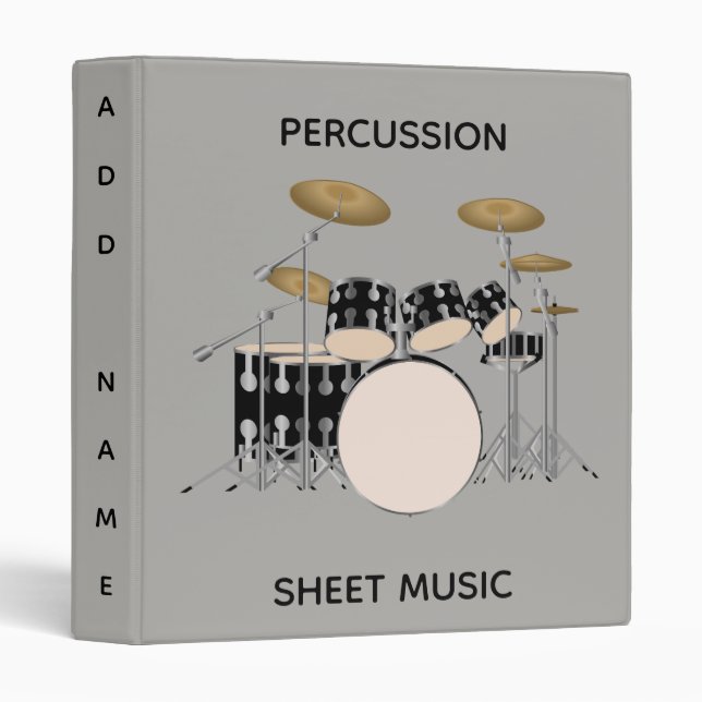 Personalise. Percussion Music. 3 Ring Binder (Front/Spine)