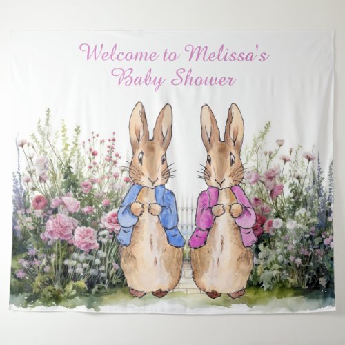 Personalise Peter and Flopsy Baby shower EXTRA LGE Tapestry