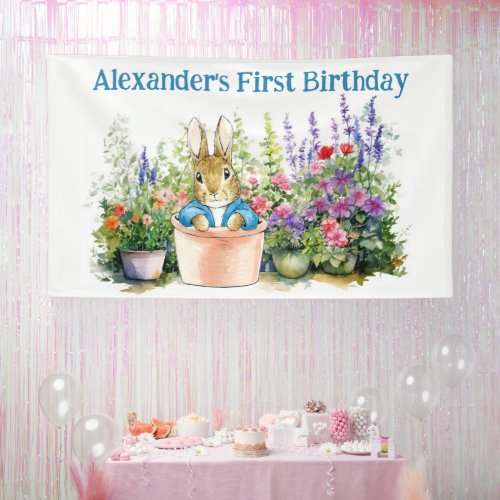 Personalise Peter in a pot First Birthday Party Banner