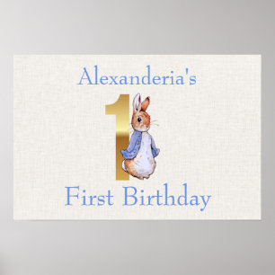 Personalise Peter the rabbit First birthday Poster
