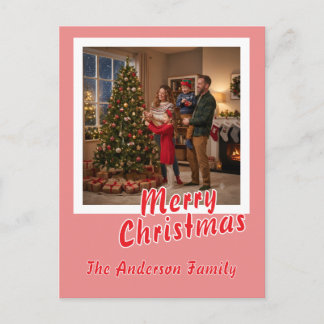 Personalise Photo Script Merry Christmas Holiday Postcard