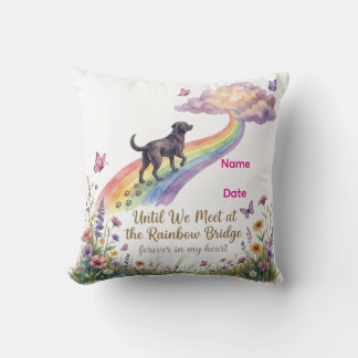 Personalise Rainbow Bridge Dog Memorial Throw Pillow