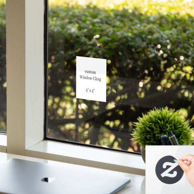 personalise simple custom 4" x 4" Square Window Cling (Office)