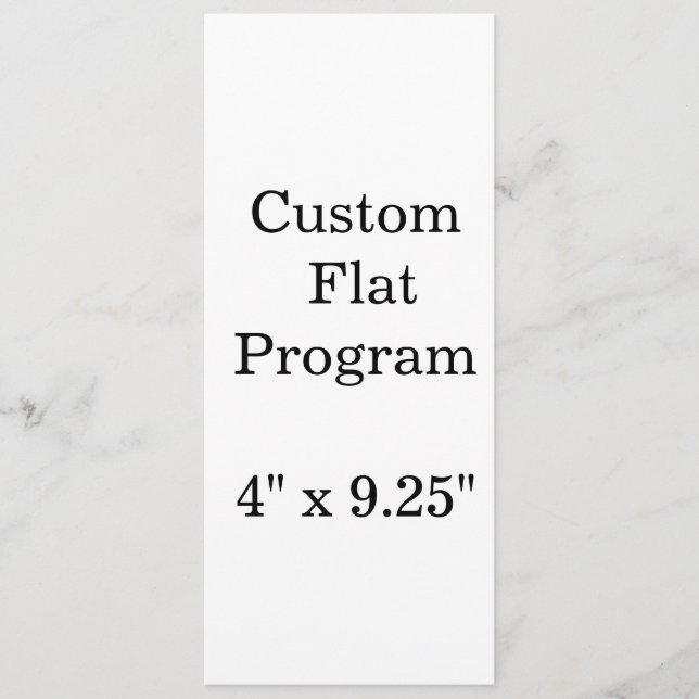 personalise simple custom 4" x 9.25" Squared Flat Program (Front)
