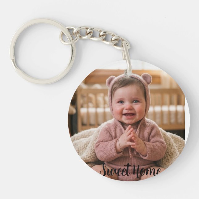 personalise simple custom Circle (double-sided) Keychain (Front)