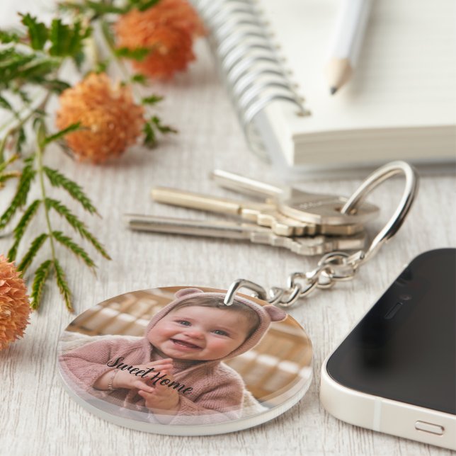 personalise simple custom Circle (single-sided) Keychain (Front Right)