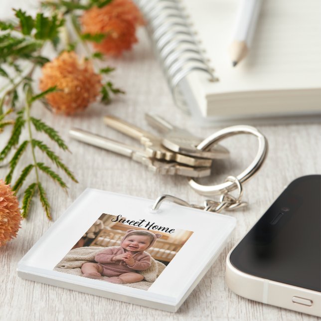 personalise simple custom Premium Square Keychain (Front Right)