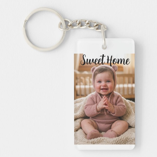 personalise simple custom Rectangle (single-sided) Keychain (Front)