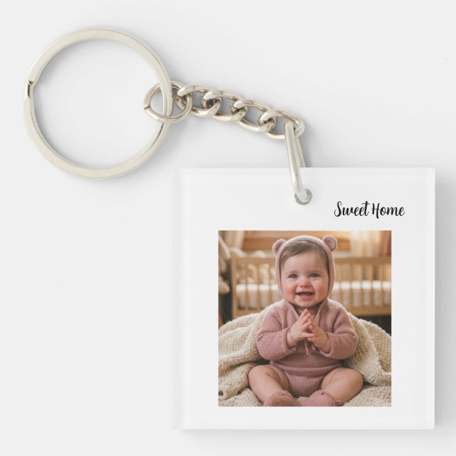 personalise simple custom Square (single-sided) Keychain (Front)