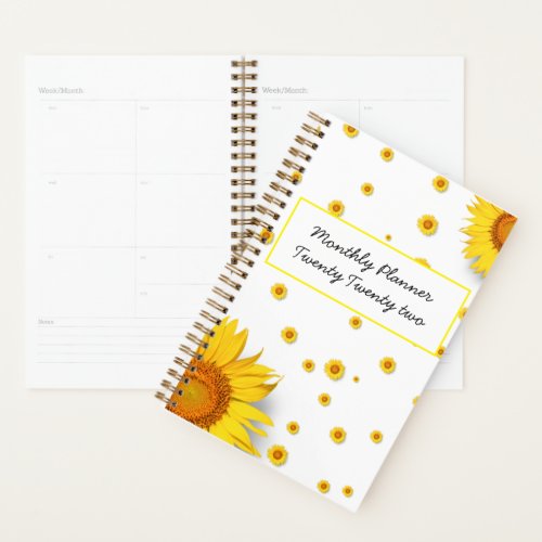 Personalise Sunflower theme monthly Planner