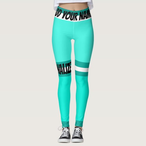 Personalise Teal and and White two tone leggings