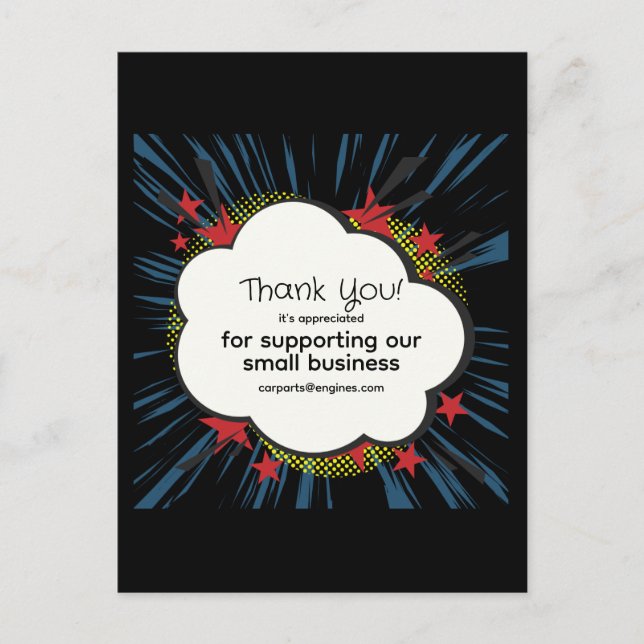 Personalise "Thank You" with "zappy" background Postcard (Front)