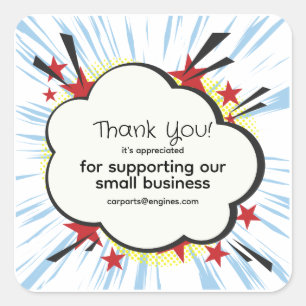 Personalise "Thank You" with "zappy" background Square Sticker