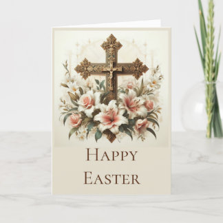 Personalise this Easter Card with Cross and Lilies
