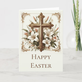 Personalise this Easter Card with Cross and Lilies