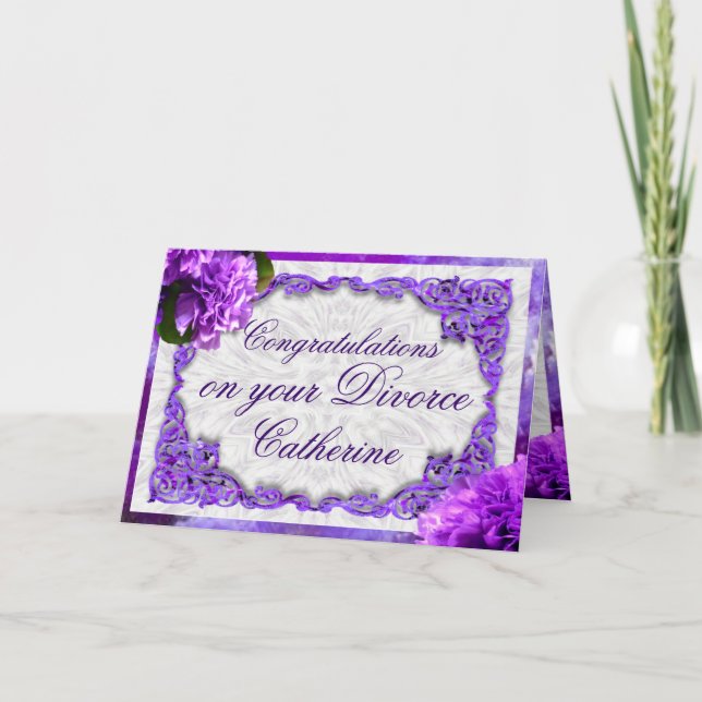 Personalise this Violet Carnations Divorce Card (Front)