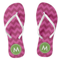 Personalise Trendy Purple Chevron Monogram Flip Flops
