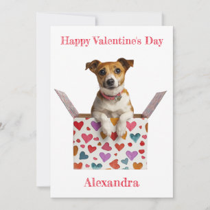 Personalise Valentine Jack Russell Heart Box Holiday Card