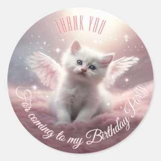 Personalise Whimsical Cute Pink Kitten Angel Wings
