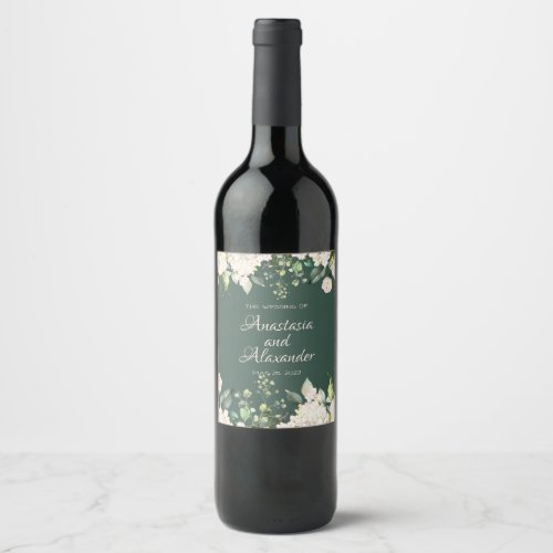 Personalise Wine Lable White Flowers Wine Label