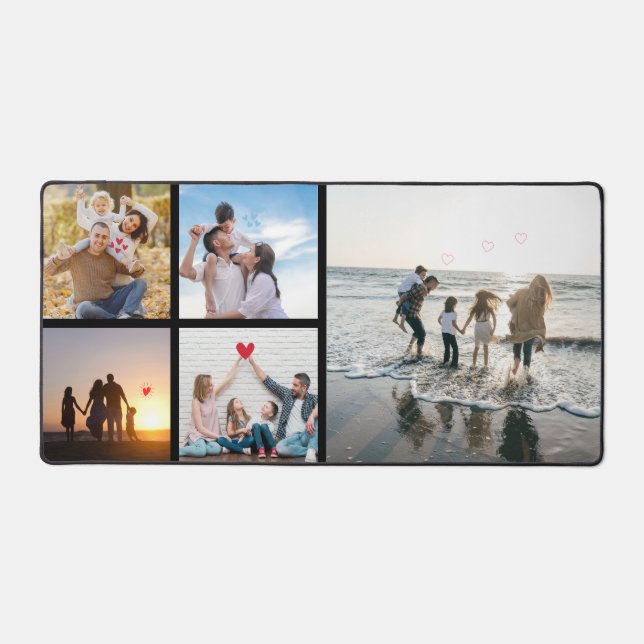 Personalise with 5 photos of family,friends,lovers desk mat (Front)