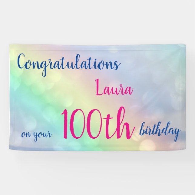 Personalised 100th Birthday Banner (Horizontal)
