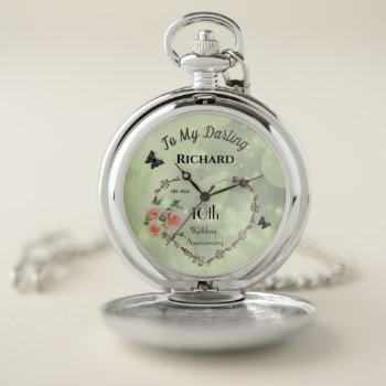 Personalised 10th Anniversary Husband Pocket Watch by Wordpassion at Zazzle