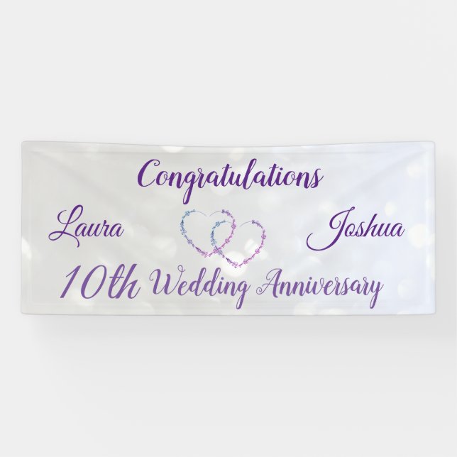 Personalised 10th Wedding Anniversary Banner (Horizontal)