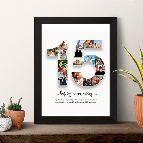 Personalised 15th Anniversary Photo Collage Poster