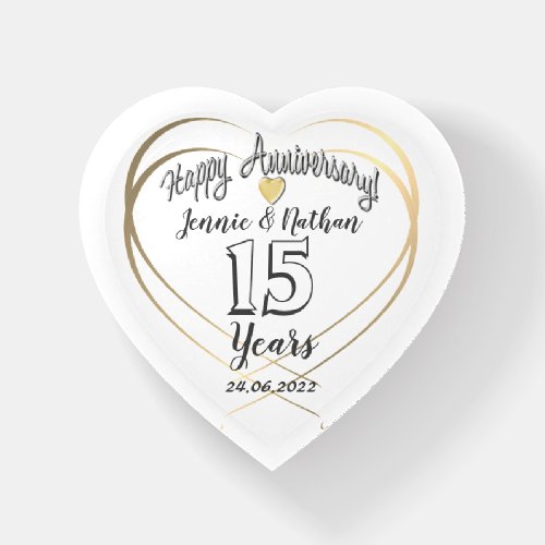 Personalised 15th Year Wedding Anniversary Paperweight