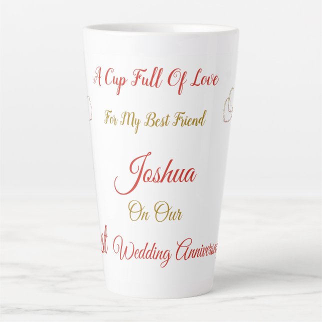 Personalised 1st Anniversary design Latte Mug (Front)